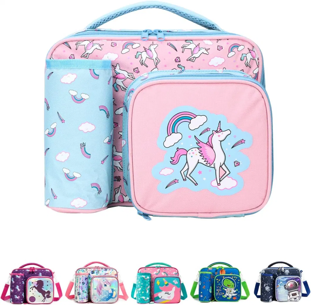 Kids Lunch Box Insulated Soft Bag Mini Cooler Back to School Thermal Meal Tote Kit for Girls, Boys