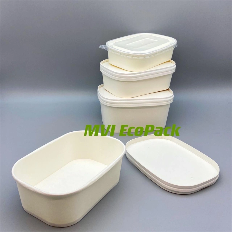 1000ml Custom Logo Kraftpaper Takeaway Salad Lunch Box with Pet/PP/Paper Lid